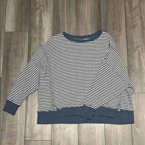 American Eagle Big Hug Oversized Shirt - Blue and White Stripes